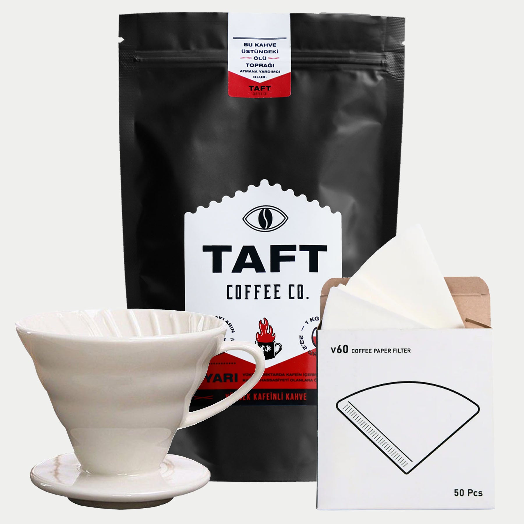 TAFT Coffee Yüksek Kafeinli siyah v60 Filtre Kahve Seti 250gr