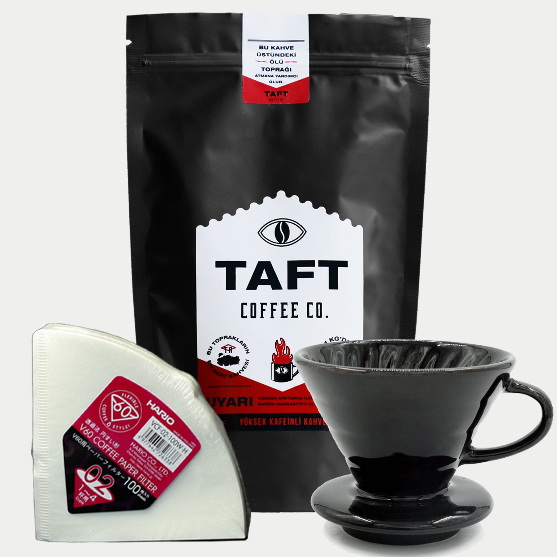 TAFT Coffee Yüksek Kafeinli siyah v60 Filtre Kahve Seti 250gr