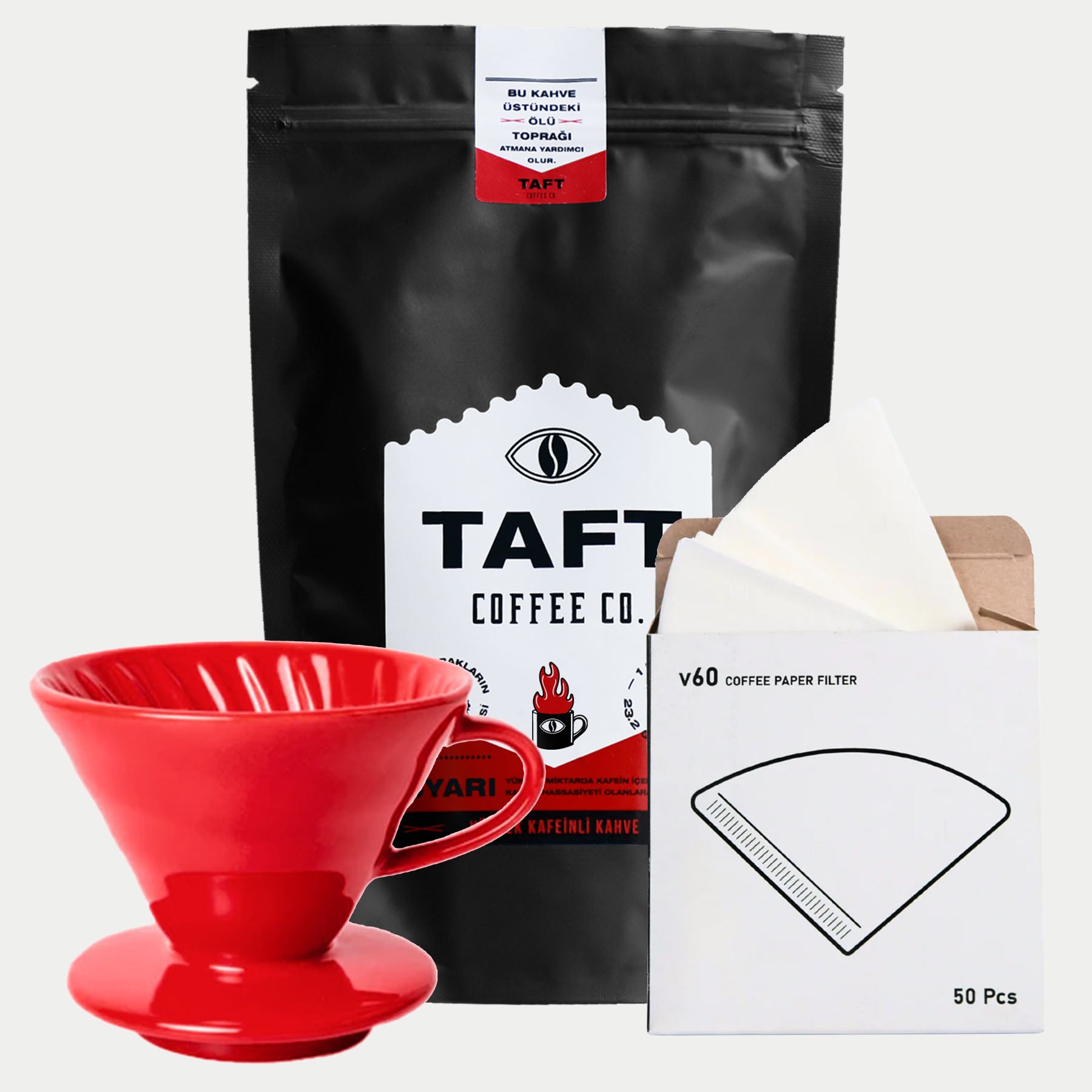 TAFT Coffee Yüksek Kafeinli siyah v60 Filtre Kahve Seti 250gr