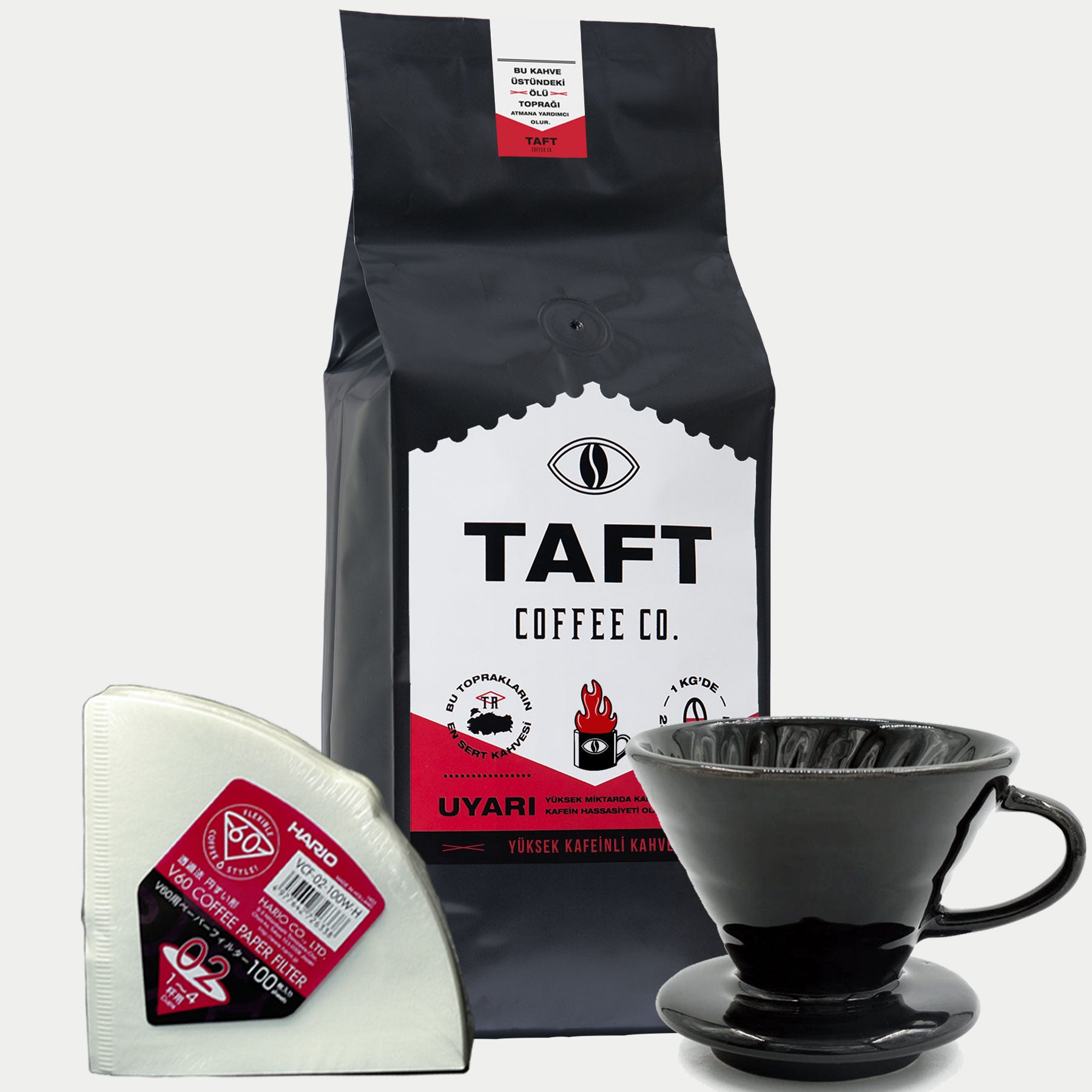 TAFT Coffee Yüksek Kafeinli siyah v60 Filtre Kahve Seti 500gr