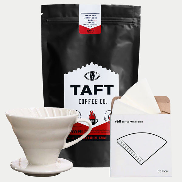 TAFT Coffee Yüksek Kafeinli siyah v60 Filtre Kahve Seti 250gr
